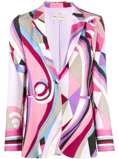 Shop Emilio Pucci Abstract-print Single-breasted Blazer In Pink