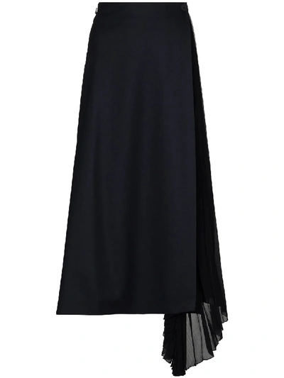 Shop Chloé Pleated Chiffon Wrap Skirt In Blue