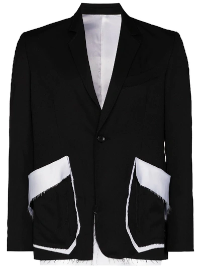 Shop Sulvam Deconstructed Suit Jacket In Black