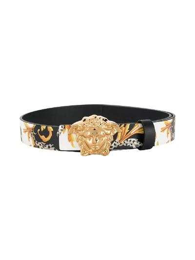 YOUNG VERSACE: Versace Young Baroque belt in printed synthetic leather -  Black