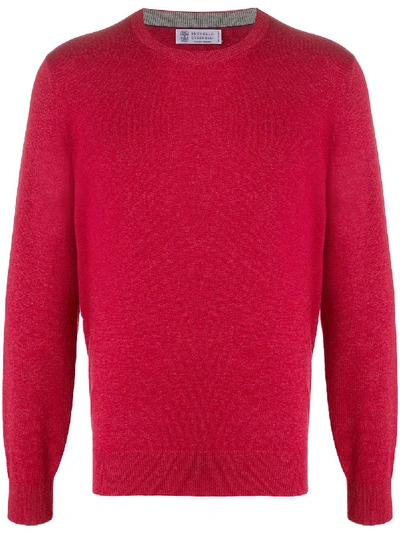 Brunello Cucinelli Rib-trimmed Cashmere Jumper In Red