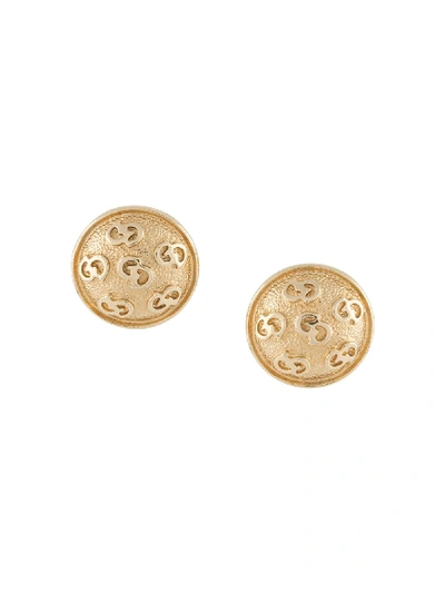 Pre-owned Dior 1980s  Button Earrings In Gold
