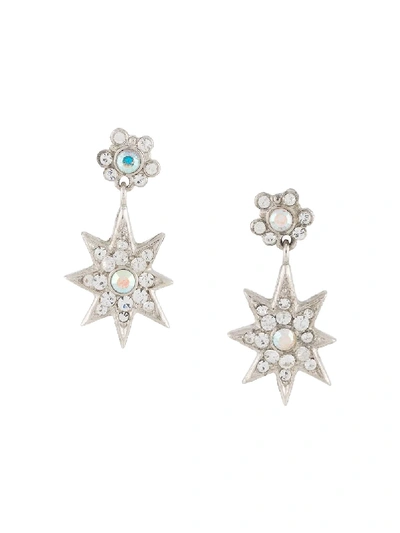 Pre-owned Dior 1980s  Star Drop Earrings In Silver