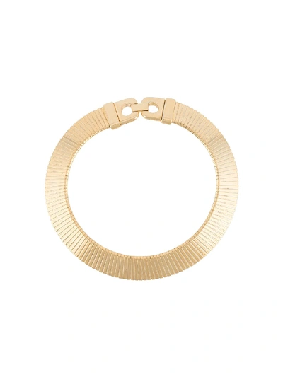 Pre-owned Givenchy 1982 Engraved Collar Necklace In Gold