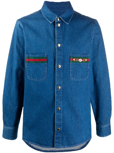 Shop Gucci Jeanshemd Mit Stone-wash-effekt In Blue