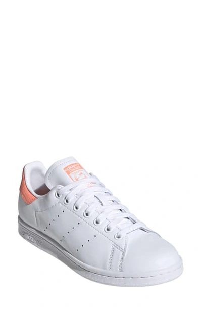 Shop Adidas Originals Stan Smith Sneaker In White/ White/ Chalk Coral