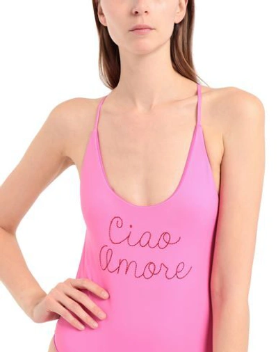 Shop Giada Benincasa Woman One-piece Swimsuit Fuchsia Size L Polyamide, Elastane In Pink