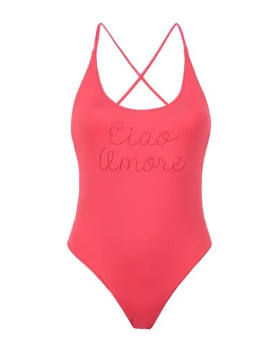 Shop Giada Benincasa Woman One-piece Swimsuit Coral Size S Polyamide, Elastane In Red