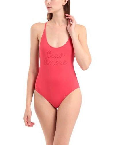 Shop Giada Benincasa Woman One-piece Swimsuit Coral Size Xs Polyamide, Elastane In Red