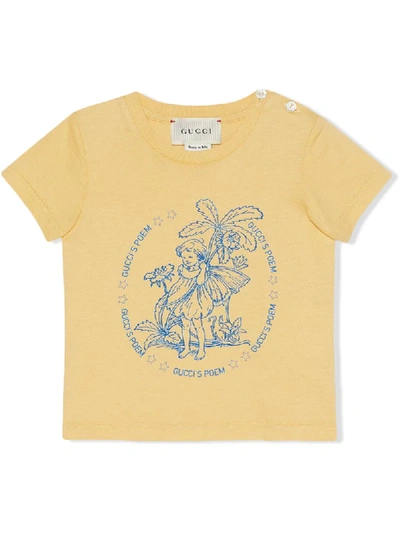 Shop Gucci Fredrick Warne Fairy Print T-shirt In Yellow