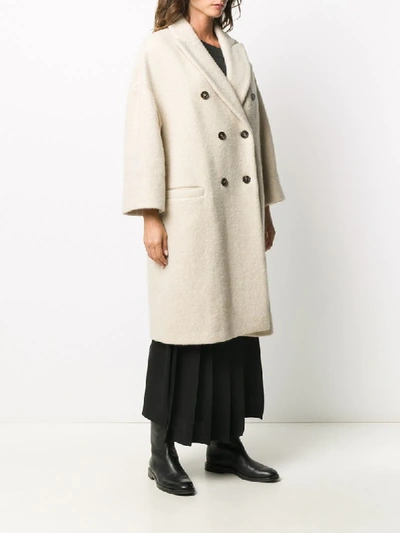 Shop Brunello Cucinelli Double-breasted Coat In Neutrals