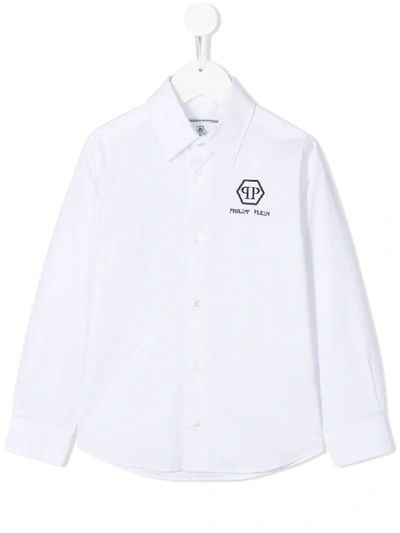 Shop Philipp Plein Junior Long-sleeved Shirt In White