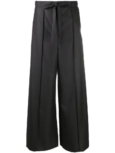 Shop Loewe Wide-leg Wool Trousers In Grey