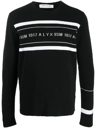 Alyx Contrast-logo Striped Jumper In Black