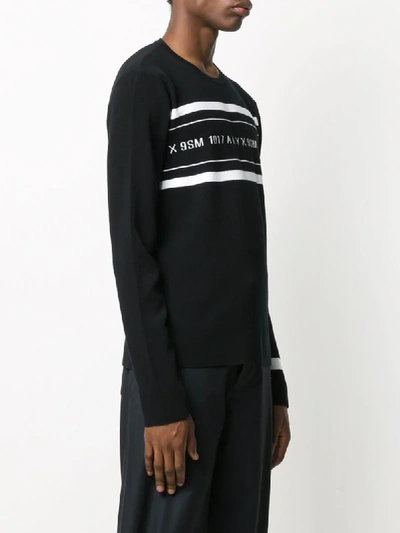 Shop Alyx Contrast-logo Striped Jumper In Black