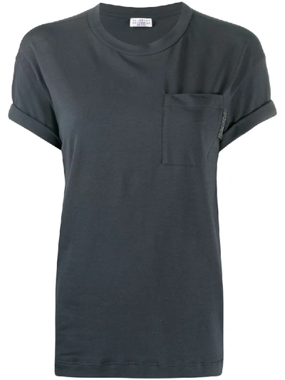 Shop Brunello Cucinelli One Pocket Crew Neck T-shirt In Blue