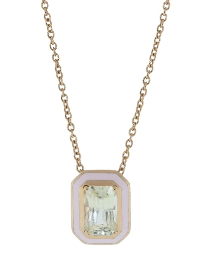 Shop Selim Mouzannar 18kt Rose Gold Yellow Sapphire And Light Pink Enamel Pendant Necklace In Rosegold