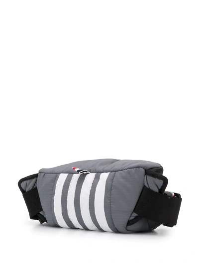 Shop Thom Browne 4-bar Tricolour Webbing Ripstop Belt Bag In Grey