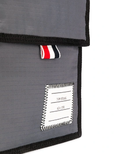 Shop Thom Browne Ripstop Touch-strap Neck Pouch In Grey