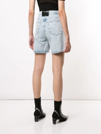 Shop Alexander Wang T Logo Patch Denim Shorts In Blue