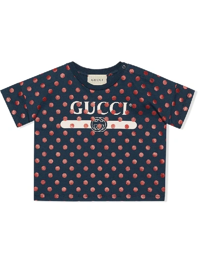 Gucci Girls Blue & Red Spot Baby T-shirt | ModeSens