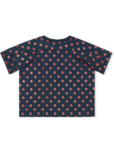 Shop Gucci Logo-print Polka Dot T-shirt In Blue