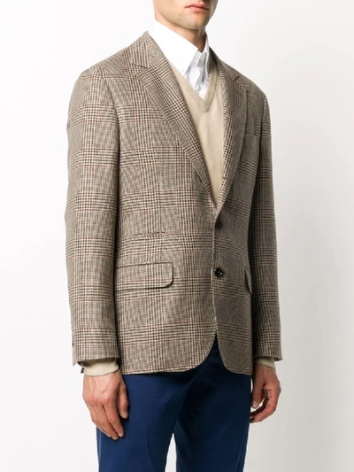 Shop Brunello Cucinelli Check Single-breasted Blazer In Neutrals