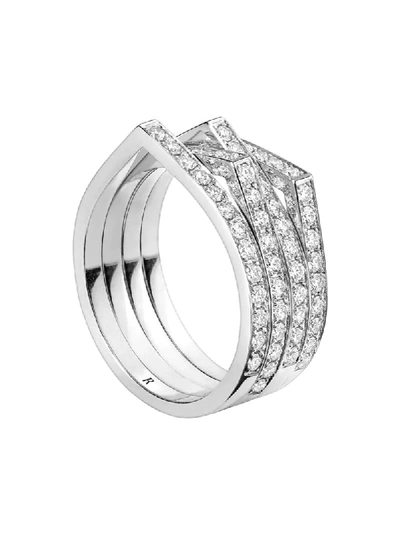 Shop Repossi 18kt White Gold Antifer Diamond Ring In Silver