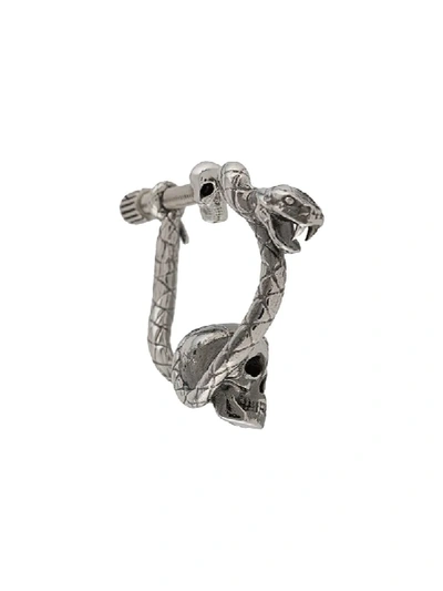 Shop Alexander Mcqueen Skull And Snake Earring In Metallic