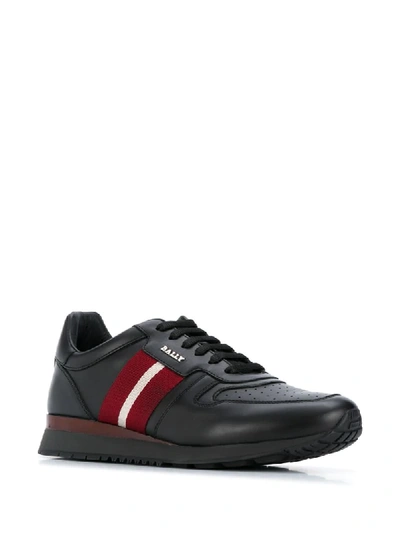 Shop Bally Astel Striped Band Sneakers In Black