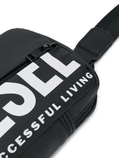Shop Diesel Logo Print Shoulder Bag In Black
