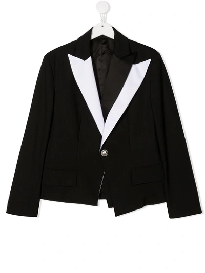 Shop Balmain Teen Tailored Pinstripe Blazer In Black