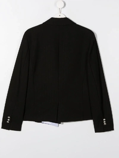 Shop Balmain Teen Tailored Pinstripe Blazer In Black