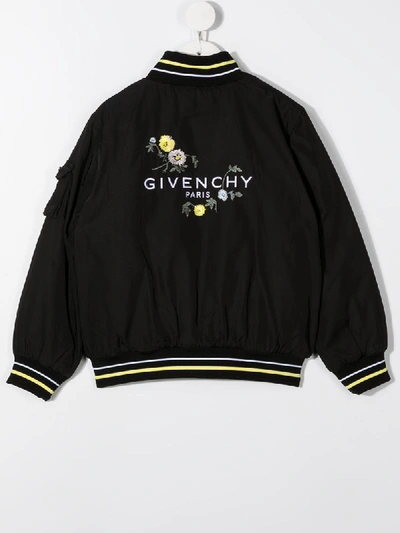 Shop Givenchy Floral Embroidered Zipped Bomber Jacket In Black