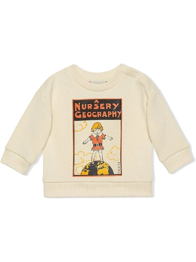 Shop Gucci Nursery Geography Print Sweatshirt In White