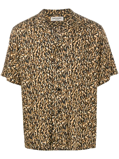 Shop Saint Laurent Abstract Leopard Print Shirt In Neutrals