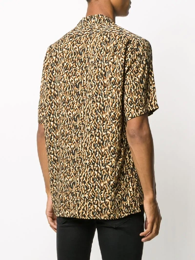 Shop Saint Laurent Abstract Leopard Print Shirt In Neutrals