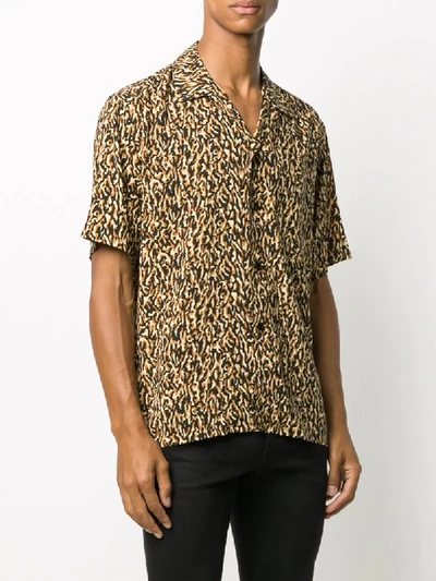Shop Saint Laurent Abstract Leopard Print Shirt In Neutrals