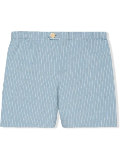 Shop Gucci Pinstriped Shorts In Blue