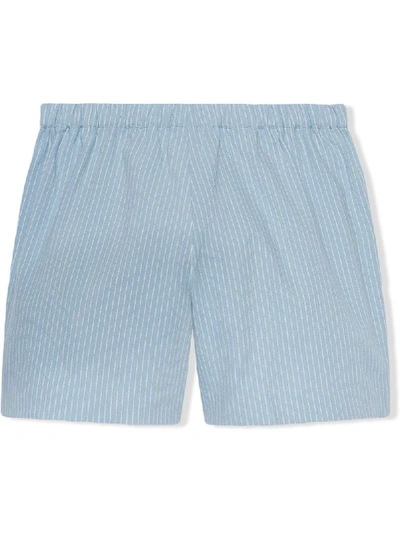 Shop Gucci Pinstriped Shorts In Blue