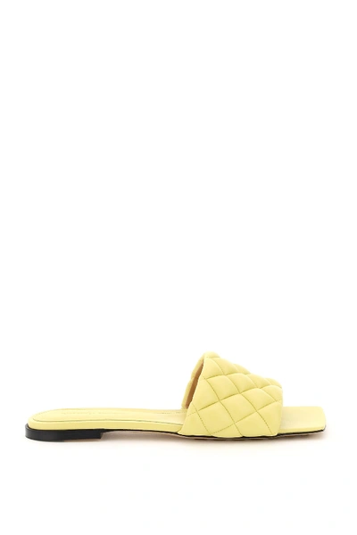 Shop Bottega Veneta Padded Slides In Pear (yellow)