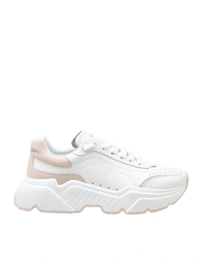 Shop Dolce & Gabbana Daymaster Sneakers In White / Pink Leather In White/pink