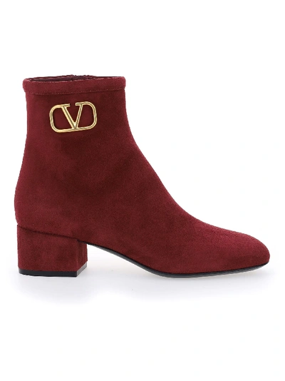 Shop Valentino Vlogo Signature Ankle Boots In Cerise