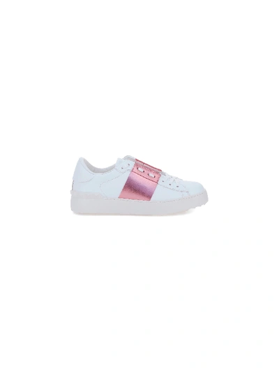 Shop Valentino Rockstuds Sneakers In Bianco/water Rose