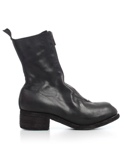 Shop Guidi Mid Front Zip Boots Sole Leather In Blkt Black