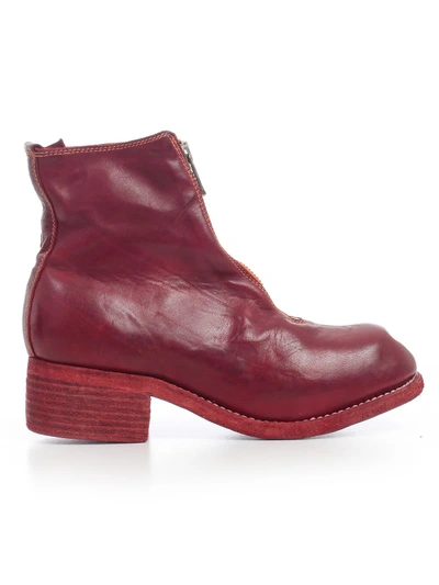 Shop Guidi Front Zip Boots Sole Leather In T Red