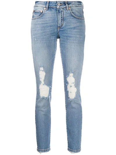 Shop Givenchy Distressed Skinny Fit Jeans In Blue