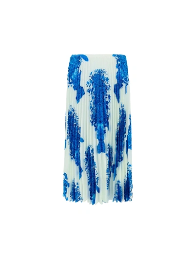 Shop Valentino Pap Skirt In Avorio/blu Delft