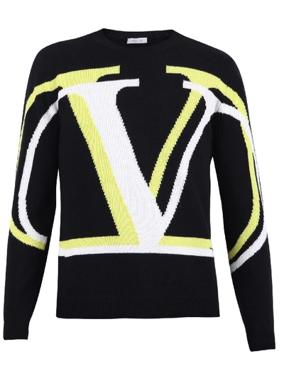 Shop Valentino Branded Sweater In Black