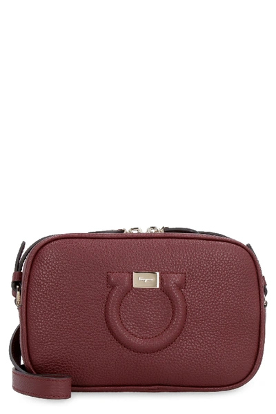 Shop Ferragamo Leather Camera Bag In Burgundy